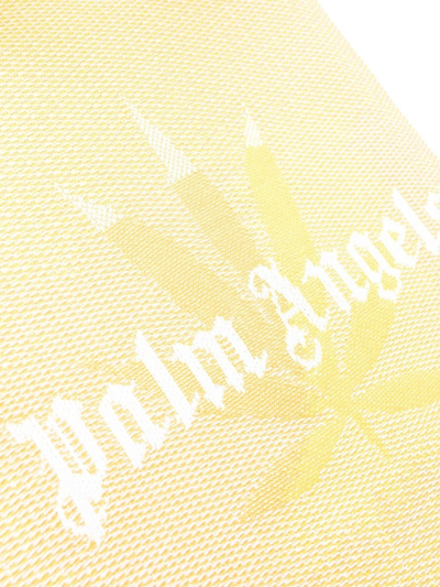 Palm Angels Logo-print Raffia Tote Bag In Gelb
