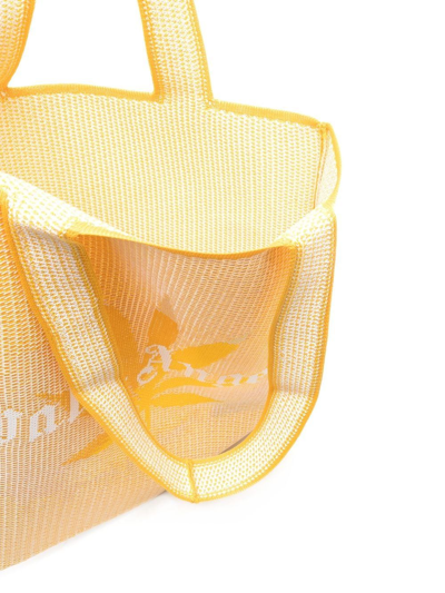 Palm Angels Logo-print Raffia Tote Bag In Gelb