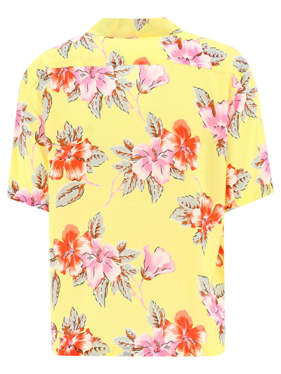 Shop Palm Angels "hibiscus" Shirt In Yellow