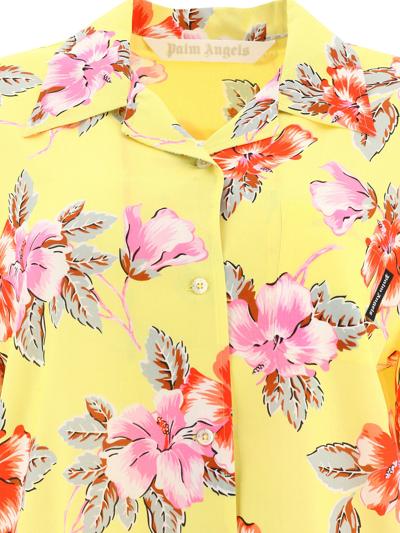 Shop Palm Angels "hibiscus" Shirt In Yellow