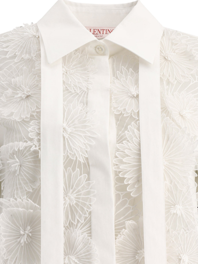 Shop Valentino Embroidered Poplin Shirt In White