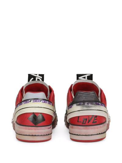 Dolce & Gabbana Portofino Hand-painted Sneakers In Red