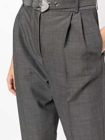 Shop Ports 1961 Belted Tapered-leg Trousers In Grey