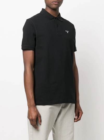 Shop Barbour Sports Logo Polo Shirt In Black