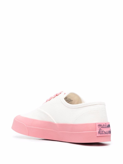 Shop Maison Kitsuné Colour-block Low Top Sneakers In White