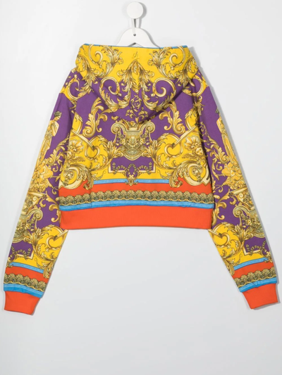 Shop Versace Baroque-pattern Print Hoodie In Purple