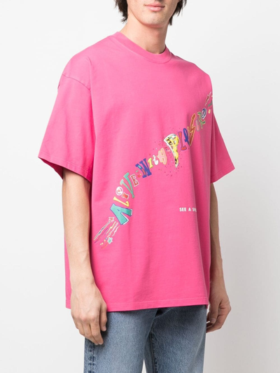 Shop Martine Rose Slogan-print T-shirt In Pink