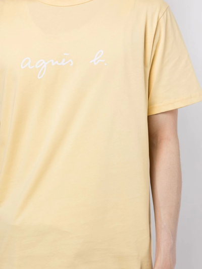 Shop Agnès B. Logo-print T-shirt In Yellow