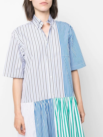 Shop Plan C Striped Shirt Dress In Blue