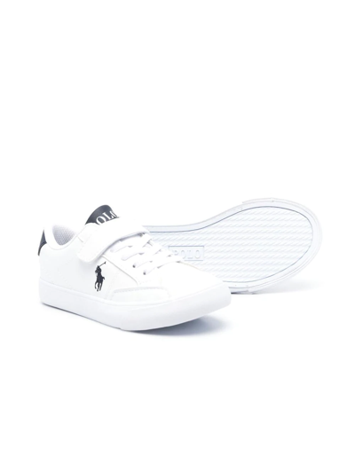 Shop Polo Ralph Lauren Polo Poly-embroidered Low-top Sneakers In White