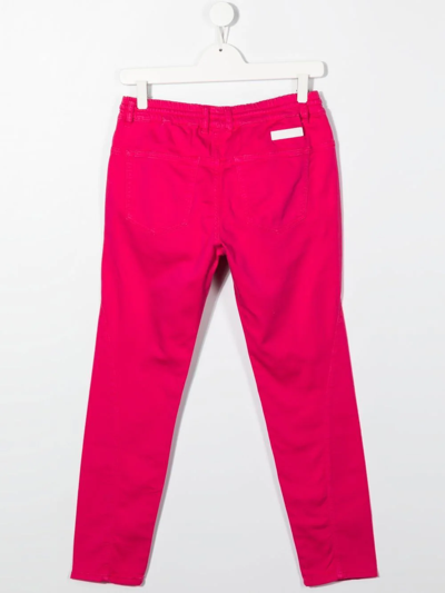 Shop Diesel Teen Drawstring Straight-leg Trousers In Pink