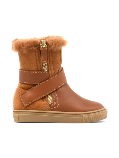 Shop Giuseppe Zanotti Alec Leather Snow Boots In Brown