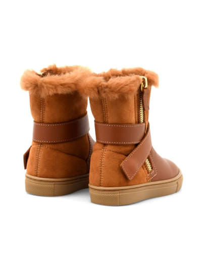 Shop Giuseppe Zanotti Alec Leather Snow Boots In Brown