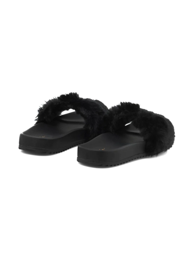 Shop Giuseppe Zanotti Neil Jr. Faux Fur Slides In Black