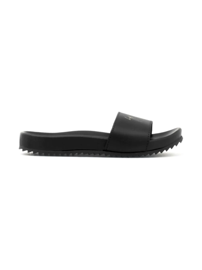 Shop Giuseppe Zanotti Neil Jr. Leather Slides In Black