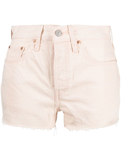 Shop Levi's High-waisted Denim Shorts In Orange