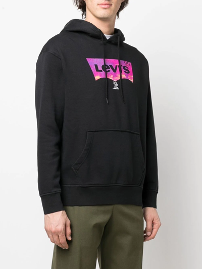 Shop Levi's Logo-print Pullover Hoodie In Black