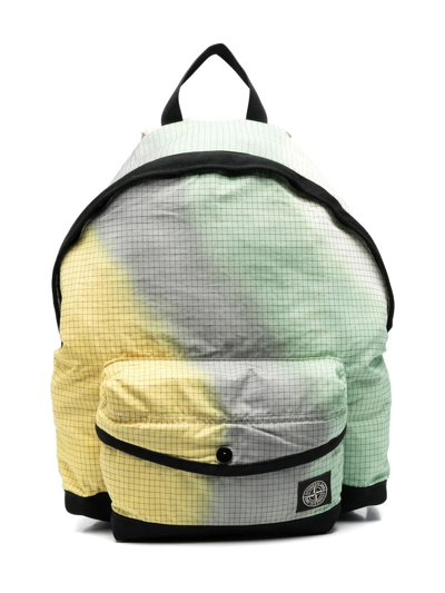 Shop Stone Island Junior Stripe Pattern Backpack In Yellow