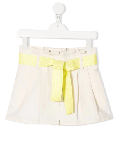 Shop Moncler Pleated Bow-detail Shorts In Neutrals
