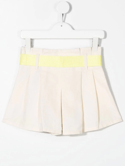 Shop Moncler Pleated Bow-detail Shorts In Neutrals