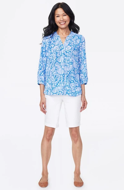 Shop Nydj High/low Crepe Blouse In Blue Cosmos