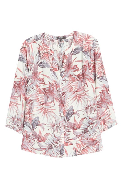 Shop Nydj High/low Crepe Blouse In Provence Palms