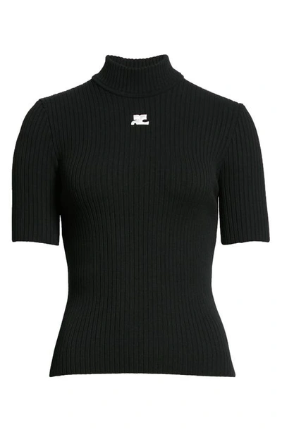 Shop Courrèges Short Sleeve Sweater In Black