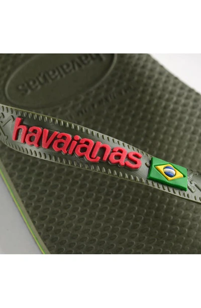 Shop Havaianas Kids' Brazil Logo Flip Flop In Moss