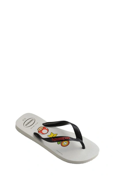 Havaianas Kids' Mario Bros. Flip Flop In White/black | ModeSens