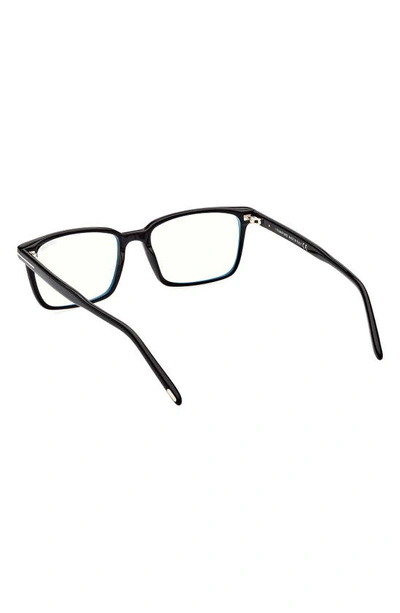 Shop Tom Ford 55mm Rectangular Blue Light Blocking Glasses In Shiny Black