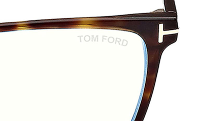 Shop Tom Ford 55mm Rectangular Blue Light Blocking Glasses In Dark Havana