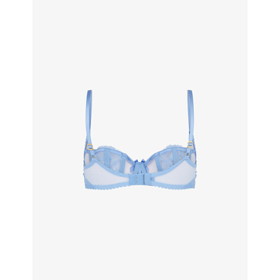 Shop Agent Provocateur Women's Blue Rozlyn Balconette Mesh And Stretch-lace Underwired Bra