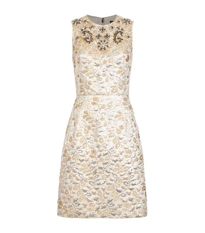 Shop Dolce & Gabbana Crystal Embellished Jacquard Dress