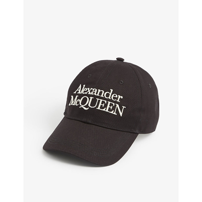 Shop Alexander Mcqueen Logo-embroidered Cotton Baseball Cap In Black/ivory