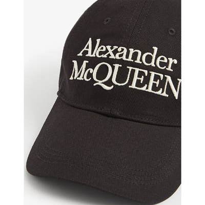 Shop Alexander Mcqueen Logo-embroidered Cotton Baseball Cap In Black/ivory