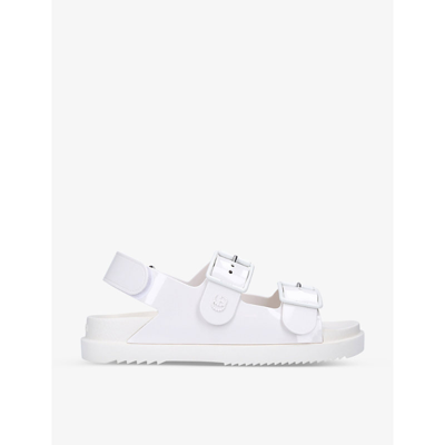 Shop Gucci Isla Logo-embossed Rubber Sandals In White