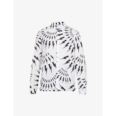 Shop Neil Barrett Graphic-print Relaxed-fit Cotton-poplin Shirt In White Black