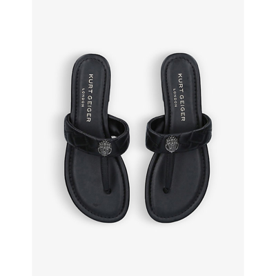 Kurt Geiger Leather Kensington T-bar Sandals In Black