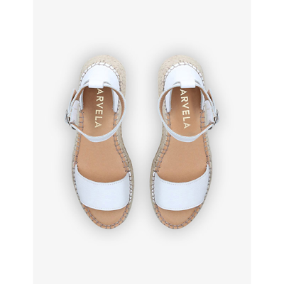 Shop Carvela Comfort Chase Espadrille Flatform Leather Sandals In White