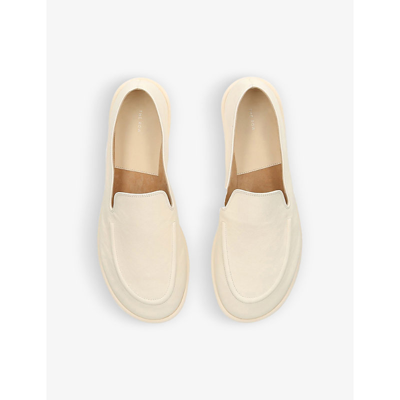 The Row Canal Bone White Leather Loafers In Bone