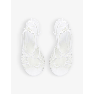 Shop Bottega Veneta Women's White Dot Lace-up Leather Heeled Sandals