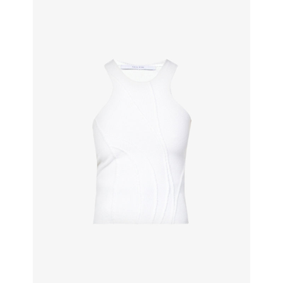 Shop Talia Byre Exposed-seams Stretch-cotton Tank Top In Bright White
