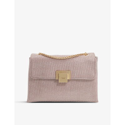 Shop Dune Women's Rose Gold-metallic Bondi Mini Raffia Shoulder Bag
