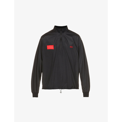 Shop 424 Men's Black Logo Relaxed Shell Windbreaker Jacket