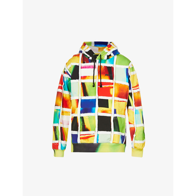 Shop Agr Patchwork Logo-embroidered Cotton-jersey Hoody In White/multi