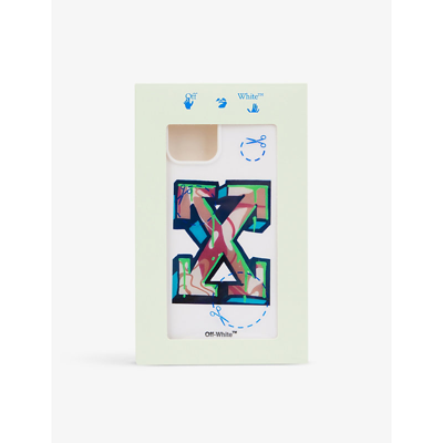 Shop Off-white Logo-print Rubber Iphone Pro Max Phone Case In White Multi