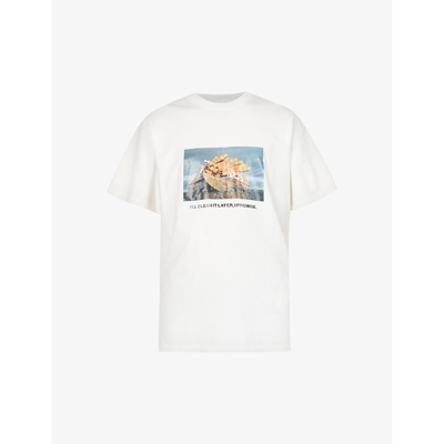 Shop 424 Clean Up Graphic-print Cotton-jersey T-shirt In White