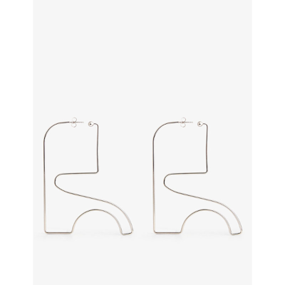Shop Courrèges Logo-shape Silver-toned Brass Earrings
