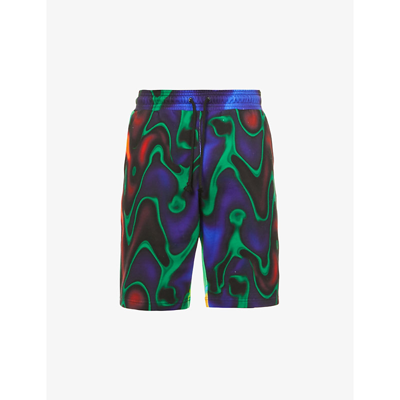 Shop Agr Wall Mid-rise Cotton-jersey Shorts In Black/multi