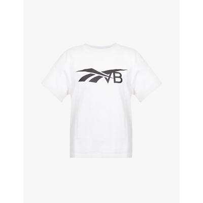 Shop Victoria Beckham Logo-print Cotton-jersey T-shirt In White